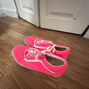 Vibrant Pink Sneakers with White Accents